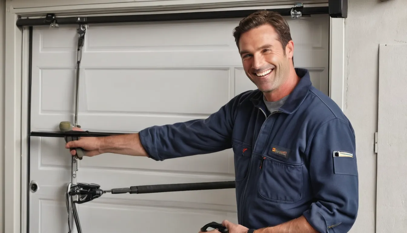 A provider inspecting a garage door spring near New York